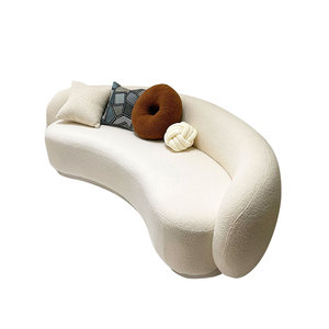 Sofá Cama de Tres Plazas para Sala de Estar de Apartamento Pequeño, <span class=keywords><strong>con</strong></span> Relleno de Esponja, Diseño Curvo de Lujo Ligero, Estilo Hotel - Product Image 5