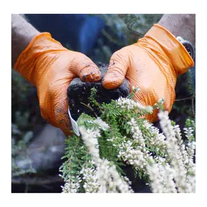 Toz ücretsiz 100 adet 5mm dokulu tek kullanımlık nitril eldiven bahçe iş