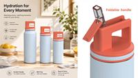 Ensemble de bouteilles d'eau assorties parent-enfant avec couvercle à paille, bouteille d'eau pour enfants, école, voyage, cadeau familial, gourde personnalisable avec logo