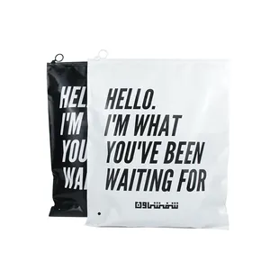 Saco de empacotamento de vestuário, logotipo personalizado estampado, eco amigável, ziplock, saco de embalagem preto de roupas com zíper, sacos de plástico para roupas pe