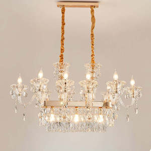 Lustre en cristal LED classique grand format doré Zeal Lighting, luminaire de plafond rond moderne pour salon - Product Image 5