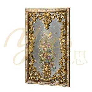 <span class=keywords><strong>Yips</strong></span> งานแกะสลักเรซินสไตล์ฝรั่งเศสโรส LD-1604-1402,กระจกติดผนังแนวคลาสสิกตกแต่งห้องนั่งเล่นลายดอกไม้วาดด้วยมือ - Product Image 1