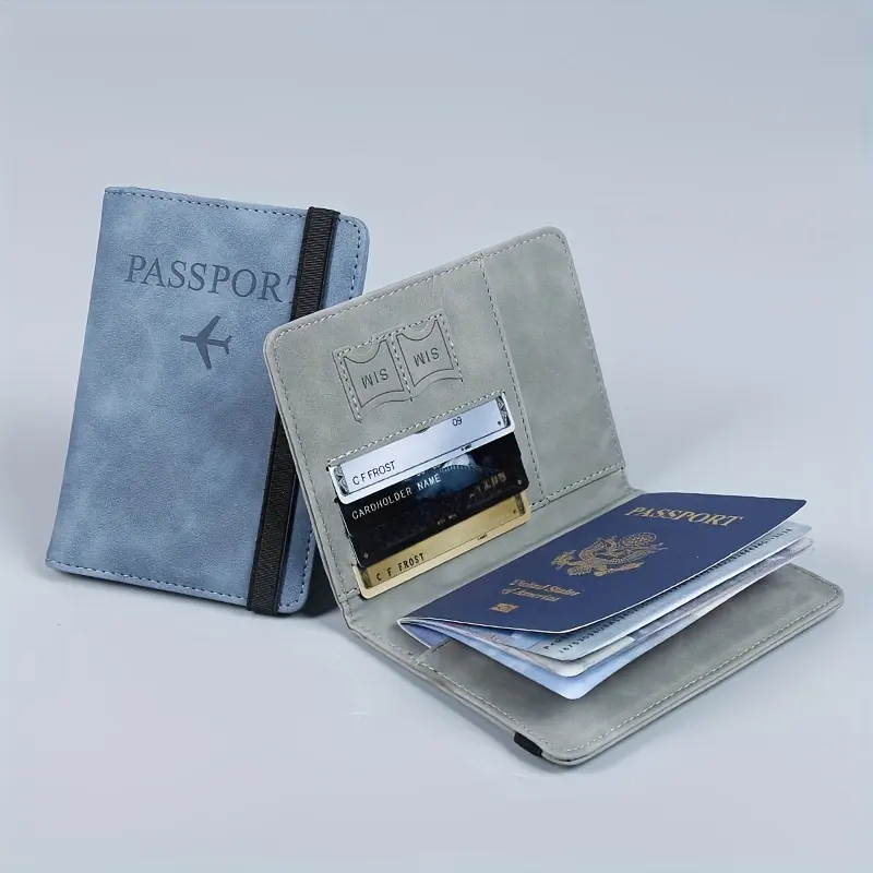 Promosi 1 buah portabel Pu pemegang tiket paspor pelindung dengan Elastic Band Passport Holder