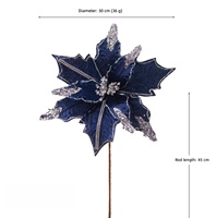 Poinsettia artificielle en velours à bordure dorée scintillante de 30 cm, nouvelle fleur étoile de Noël 2026 pour la décoration de l'arbre de Noël, de la table et de la maison