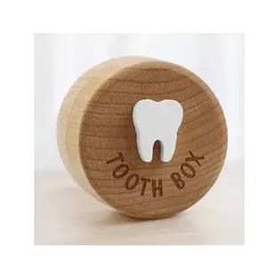 Tooth Fairy Box 3D Carved Wooden Box Souvenir Dropped Tooth Keepsake Storage Box Gift