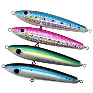 Leurre de pêche en bois, leurre popper en bois fait à la main, appâts en bois, matériel de pêche en mer pour la pêche au bar rayé, au thon, à la pêche au gros gibier - Product Image 2