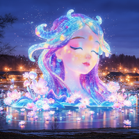 Schlafendes Mädchen Lichtinstallation Nachtszene Thanksgiving Diwali Abschlussfeier Handgefertigte Wasserdichte Leuchtende Außen-/Innendekoration