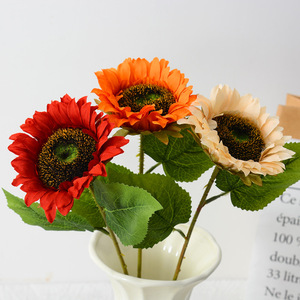 Laixing Artificial Sunflowers <b>Silk</b> <b>Flowers</b> Yellow Indoor Decoration For Living Room Bedroom Table Decor - Product Image 4