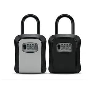 Caja de llaves de aleación de aluminio, contraseña de combinación de 4 números, llaves de tienda seguras portátiles para oficina en casa