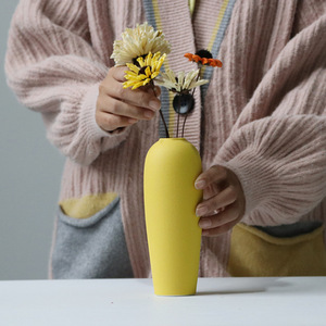 Jarrón de cerámica de flores de pie nórdico moderno Vintage <span class=keywords><strong>Simple</strong></span> con plantas artificiales para decoración del hogar - Product Image 4