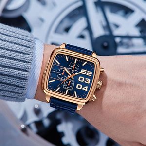 Reloj de Pulsera de Cuarzo para Hombre Mini Focus MF0314G, Esfera Cuadrada, Cronógrafo de Negocios con Calendario Luminoso, Correa de Acero Inoxidable - Product Image 6