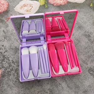 2024 New Products Your Logo High Quality Portable Cosmetic Brush With Mirror Travel Makeup Brushes Set - Product Image 6