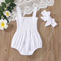 Ensemble Estival Sans Manches en Coton pour Nouveau-né : Combinaison & Bandeau à Nœud – Tenue Tendance 2 Pièces pour Bébé Fille