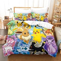 Dessin animé Anime ensemble de literie couette housse de couette taie d'oreiller ensemble de lit reine roi taille