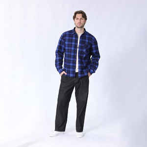 Different Color Mens Plaid <strong>Button</strong> Down <strong>Collar</strong> Ong Sleeve Heavyweight Flannel Work <strong>Shirt</strong> - Product Image 2