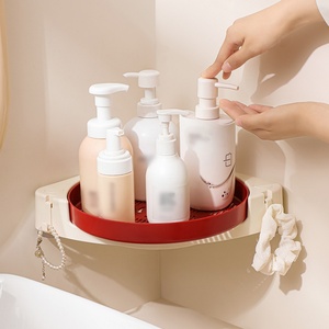 Bathroom Rotating <b>Shelf</b> <b>Rack</b> with Adhesive Hooks Wall-mounted Storage <b>Shelf</b> Basket in Washroom Kitchen - Product Image 4