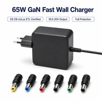 Chargeur universel pour ordinateur portable de type mural GaN Tech CE FCC 65W 45W 90W 120W avec prises UK US AU EU, service d'emballage personnalisé avec logo