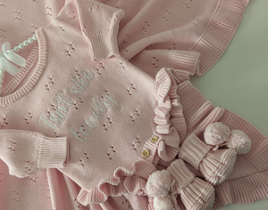 <span class=keywords><strong>Tutina</strong></span> per <span class=keywords><strong>Neonata</strong></span> in Maglia con Volant, Pagliaccetto 100% Cotone, Maglione con Pizzo e Maniche Lunghe - Product Image 4