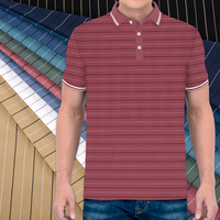 Tissu de polo personnalisé extensible respirant confortable en tricot jacquard teint en fil rayé 92% nylon 8% élasthanne