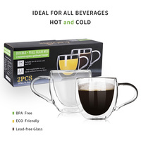 CnGlass usine directe tasse à thé en verre de haute qualité au micro-ondes double paroi en verre borosilicaté tasse à café expresso avec poignée