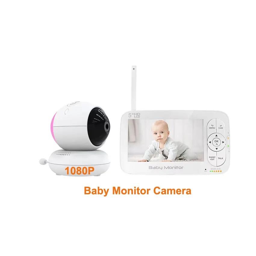 2.4G 5 אינץ 1080P מרחוק Sonix PTZ babyfoon מצלמה דו כיוונית אודיו ראיית לילה Vox מצב טמפרטורת וידאו תינוק & לחיות מחמד צג