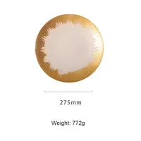 Assiettes et bols à salade jetables modernes en gros pour événements, nouveau modèle avec motif uni poli à la feuille d'or