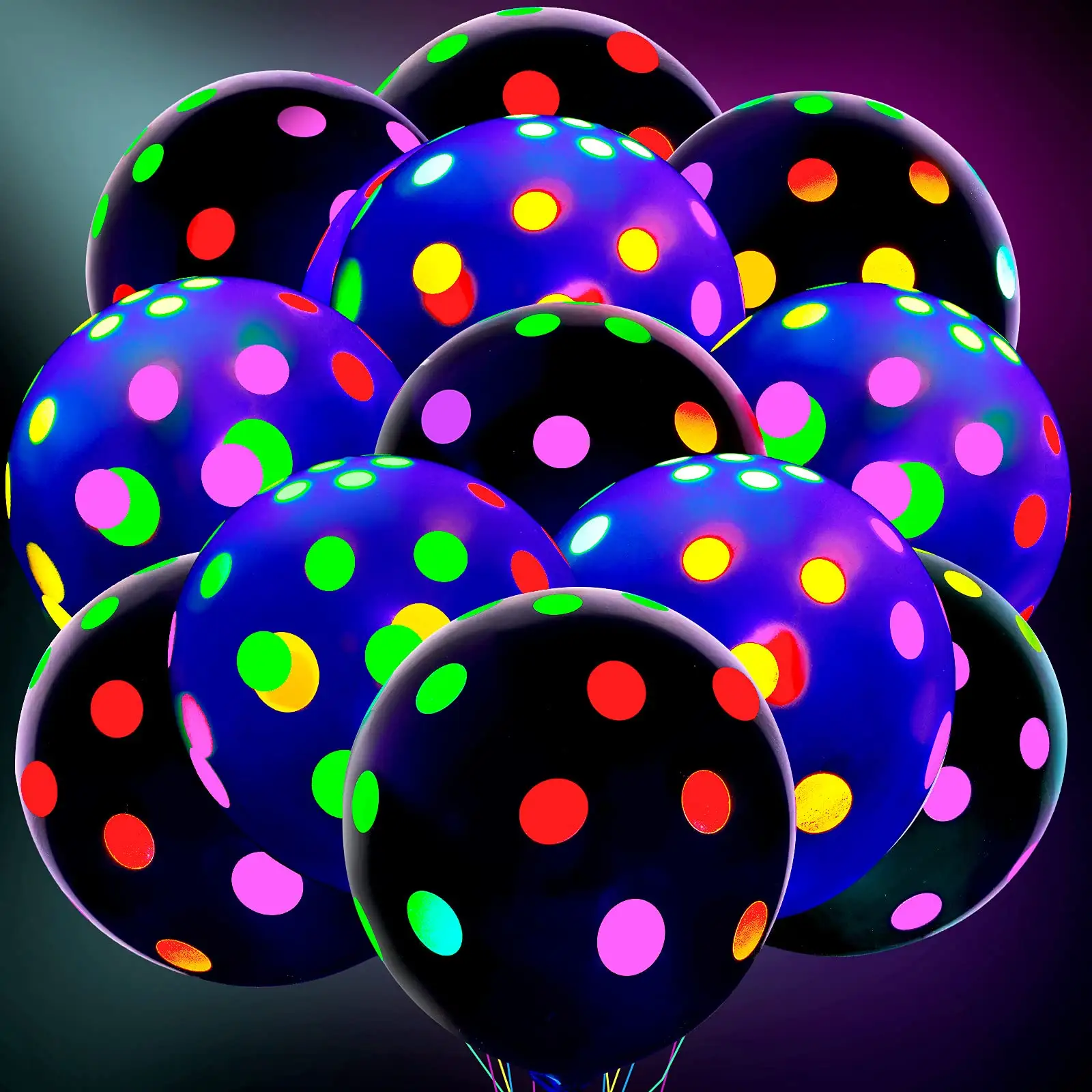 Neon Party Supplies Neon Balloons Glow in The Dark Balloons 12 Inch Reactive Fluorescent Mini Polka Dots Balloons Blacklight Par