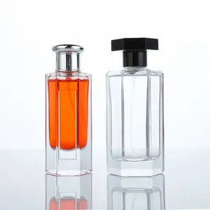 Neue 50ml 100ml Parfüm Garrafa Sechs kantige Glas pumpe Pulver izador Para Embalagem