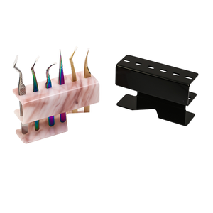 Support carré en acrylique à 6 ou 8 trous pour pinces à cils, noir, rose, blanc, pour extensions de cils - Product Image 1