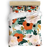 Ensemble de draps de lit de flore tropicale coloré Hawaii tropic bord de mer plage vacances style lit simple housse de couette ensemble pour maison hôtel