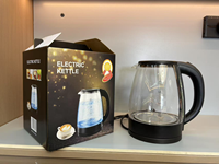 Bouilloire électrique en verre borosilicate 2L 1500W à bas prix, chauffe-eau sans fil, ébullition rapide, arrêt automatique, pour la maison, l'hôtel, la cuisine