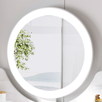 Table de maquillage moderne en bois avec miroir, bureau de coiffure spacieux avec plusieurs tiroirs de rangement pour chambre à coucher