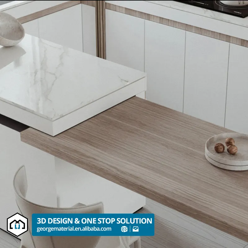 Katı ahşap üretici modüler mutfak dolapları mutfak mobilyası Modern mutfak sayacı klasik