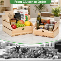 Panier de rangement empilable en bois pour fruits, légumes et pommes de terre – Idéal pour le comptoir de cuisine (vente en gros)