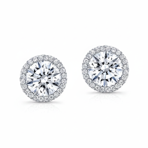 Authentic 14K White Gold Women's Casual Elegant Round Brilliant Cut SI Clarity Diamond <b>Stud</b> <b>Earrings</b> - Product Image 2