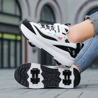 Chaussures à roulettes pour enfants, respirantes en mesh, patins à roulettes avec roues en plastique, roues lumineuses, taille fille 30-37