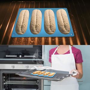Silicone Hot Dog Mold 4 Cavity Food Grade Nonstick Sausage Bread <b>Cake</b> Finger Biscuit Ice Soap Oval Toast Baking Mold - Product Image 5