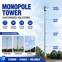 Tour de communication monopoteau robuste galvanisée à chaud, mât en acier autoportant pour station de base radio 5G GSM