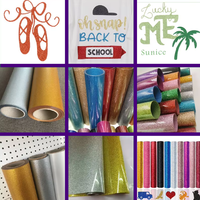 Film PU à repasser brillant en vinyle de transfert de chaleur à paillettes colorées pour T-shirts pour Cricut Silhouette Cameo Compatible HTV à repasser pour