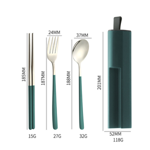 Bộ dao kéo bằng thép không gỉ 304 Hàn Quốc Muỗng nĩa Đũa Bộ dao kéo di động ba mảnh Bộ dao kéo du lịch dành cho sinh viên Quà tặng công ty - Product Image 3