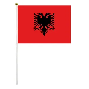 Trending Products 2023 New Arrivals Albania Hand Wave Flag 14*21cm 500 Pieces Albanian Flag of Albania