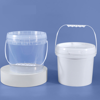 Ember Plastik PP Kosong 4L untuk Pengemasan Air, Drum Plastik dengan Tutup, Putih Transparan, Sablon Sutra