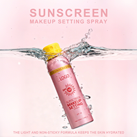 Spray fixateur de maquillage écran solaire SPF 30 avec logo personnalisé, léger, UVA UVB, résistant à l'eau, brume solaire pour le visage et le corps, spray fixateur de maquillage