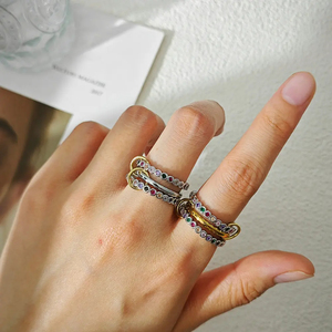 Y2K Fashion <strong>Ring</strong> <strong>Stack</strong> Set for Women Simple Colorful Round Zircon <strong>Silver</strong> Color Stacking Spinelli <strong>Rings</strong> Female Jewelry Gift SR019 - Product Image 3