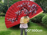 Ventilateur mural pliable de grande taille 90CM Grand ventilateur à main en bambou chinois suspendu pour cadeau Décoration de la maison d'affaires