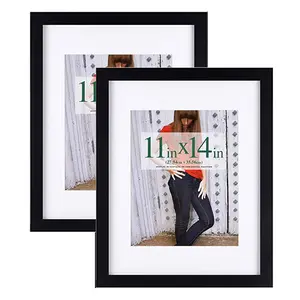 Wholesale High Quality Custom 11X14 Black Wood Picture Frame Made to Display 8X10 Photos with or without Mat PS Material
