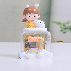 Yu Mo Cute Girl Hand Crank <b>Music</b> <b>Box</b> Resin Decorative Gift For Children - Product Image 3