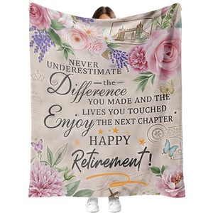 <b>Beige</b> Floral Retirement Quote Flannel Blanket <b>Throw</b> Blanket Nap Blanket Cozy Warm Super Soft for Winter Warmth Custom Print - Product Image 1