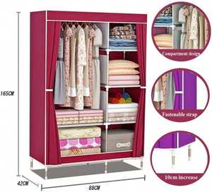Vente en gros Armoire pliante <span class=keywords><strong>simple</strong></span> Rangement Mode Assemblage non-tissé Armoire pliante en tissu bon marché - Product Image 2