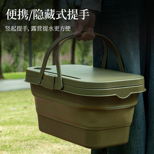 Outdoor <b>Foldable</b> Picnic Basket With <b>Table</b> Green PP Material Portable Storage For <b>Camping</b> And Travel - Product Image 3